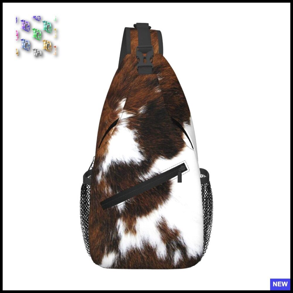 Cow Print Sling Bag Crossbody Backpack Casual Daypack Adjustable Strap